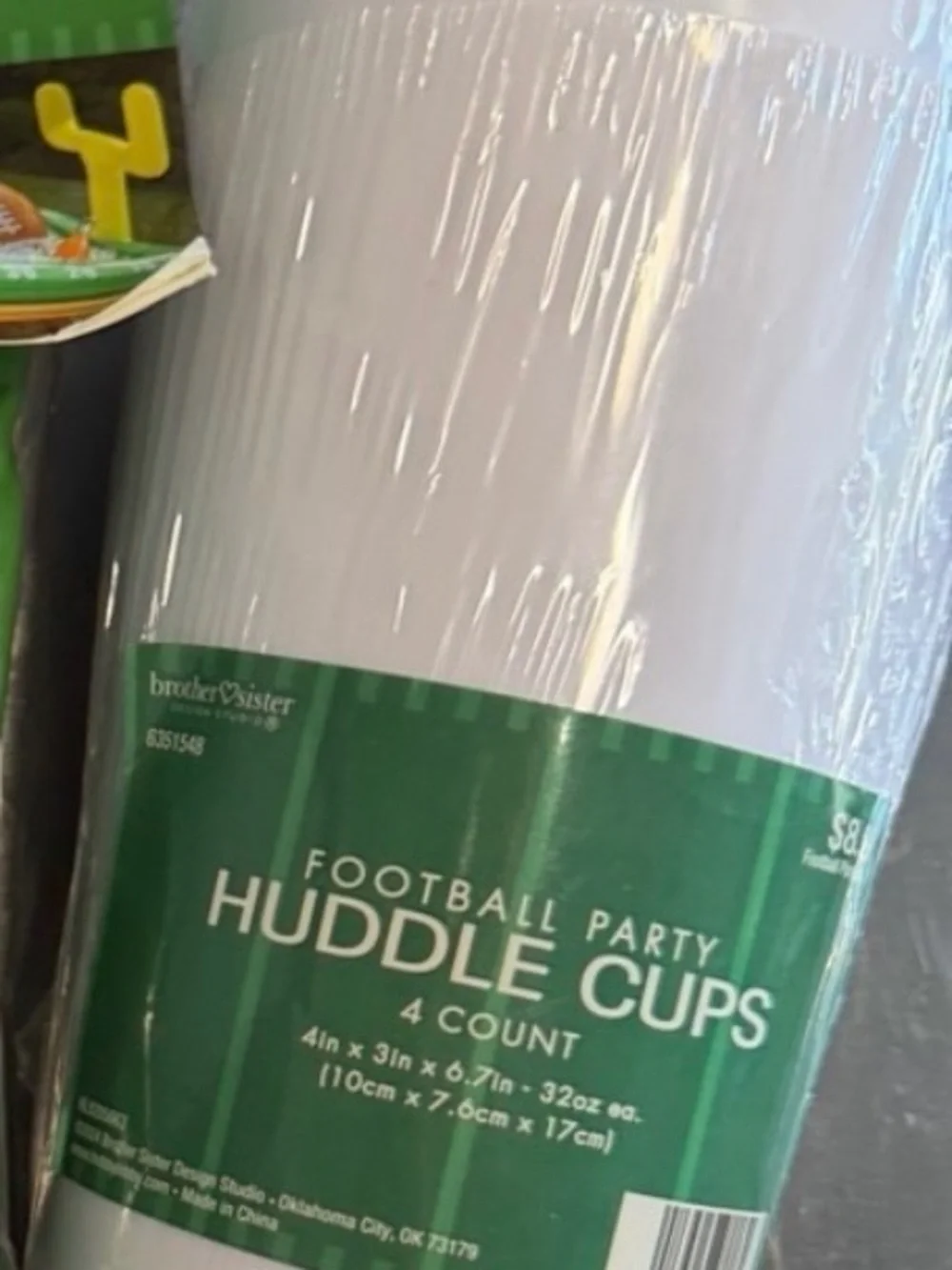 White Football Party Huddle Cups - 4 Count
